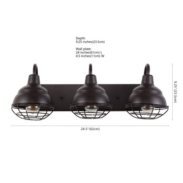 Levi 24.5" Industrial Farmhouse Iron LED Vanity - JONATHAN Y